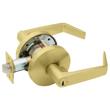 FALCON Grade 2 Entry/Office Cylindrical Lock, Key in Lever Cylinder, Dane Lever, Standard Rose, Satin Brass W511CP6D D 606